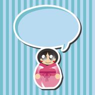 Matryoshka Russian traditional wooden doll vector pattern el N92