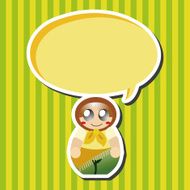Matryoshka Russian traditional wooden doll vector pattern el N96
