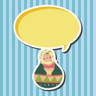 Matryoshka Russian traditional wooden doll vector pattern el N102