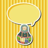Matryoshka Russian traditional wooden doll vector pattern el N107
