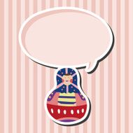 Matryoshka Russian traditional wooden doll vector pattern el N108