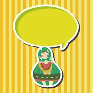 Matryoshka Russian traditional wooden doll vector pattern el N109