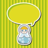 Matryoshka Russian traditional wooden doll vector pattern el N116