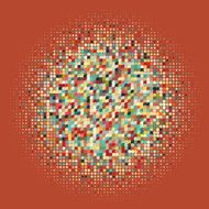 Flat colored ornament with retro halftone dots