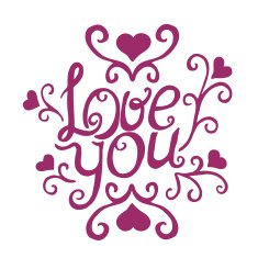 Love you lettering with floral ornament N5