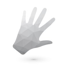 Human hand gray triangle