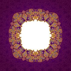 Vector decorative line art frame in Eastern style N8