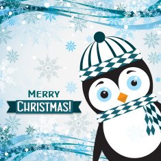Template Christmas greeting card with a penguin vector N4
