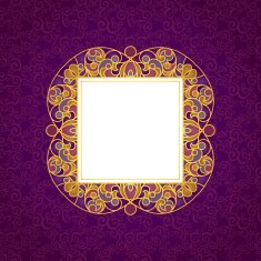 Vector decorative line art frame in Eastern style N11