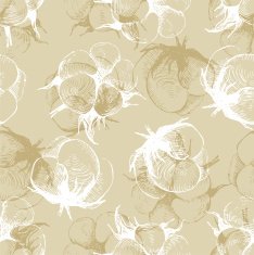 hand drawn cotton plant seamless