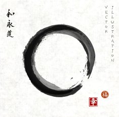 Enso zen circle on vintage rice paper
