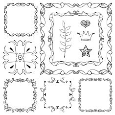 Set of hand drawn black doodle frames and design elements N2