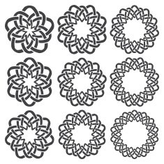 Nine circular decorative elements with stripes braiding N20