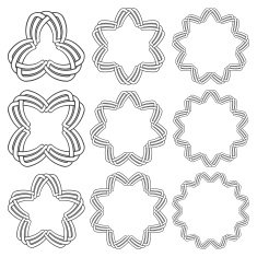 Nine circular decorative elements with stripes braiding N21