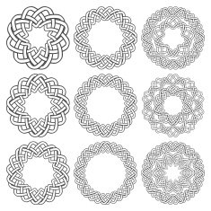Nine circular decorative elements with stripes braiding N22