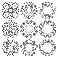 Nine circular decorative elements with stripes braiding N23