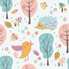 Cartoon forest seamless pattern