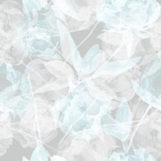 Seamless pattern with abstract transparent peonies leaves N2
