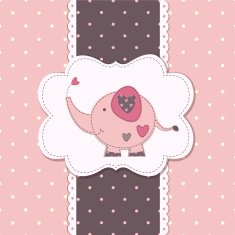Cute pink baby background with elephant N2