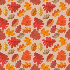 Seamless pattern with different fall oak leafs