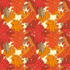 Seamless pattern with different fall oak leafs N2
