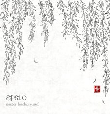 Romantic floral background with willow branches N3