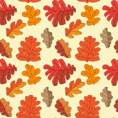 Seamless pattern with different fall oak leafs N3