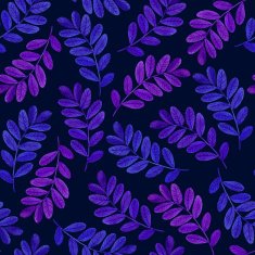 Floral seamless pattern with purple leaves and branches