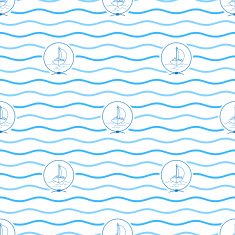 Blue Yacht Seamless Pattern