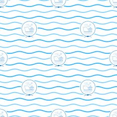Blue Cargo Ship Seamless Pattern