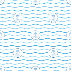 Blue Cruise Ship Seamless Pattern