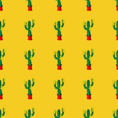 Seamless retro cactus plants for the home illustration background pattern