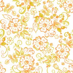 Floral Watercolor seamless pattern in Russian Gzhel Style N2