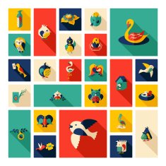 Flat concept design with shadow collection birds N2