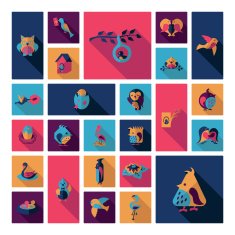 Flat concept design with shadow collection birds N7