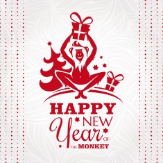 New year greeting card with monkey N6
