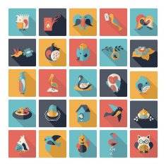 Flat concept design with shadow collection birds N12