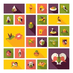 Flat concept design with shadow collection birds N15