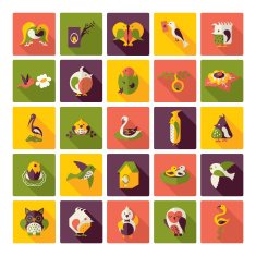 Flat concept design with shadow collection birds N16