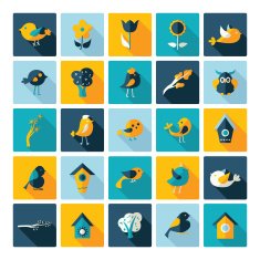 Flat concept design with shadow collection birds N20