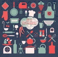 Kitchen icons set of tools N3