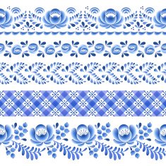 Blue flowers floral russian porcelain beautiful folk ornament N4