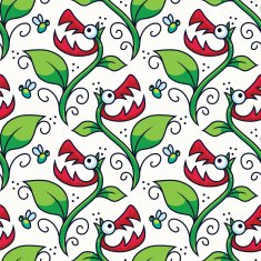 Halloween Carnivorous Plant Seamless Pattern