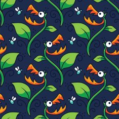 Halloween Carnivorous Plant Seamless Pattern N2