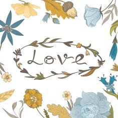 Autumn Floral Frame with Love Lettering