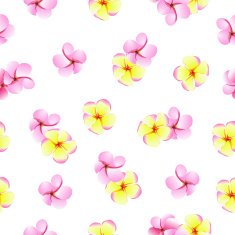 Pink and yellow plumeriaflowers seamless vector pattern N2
