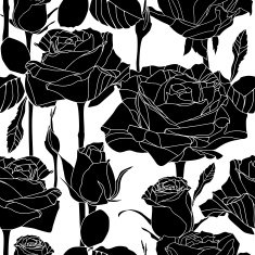 Vector seamless pattern with hand drawn roses flowers N2