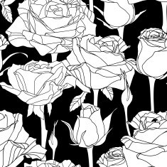 Vector seamless pattern with hand drawn roses flowers N4