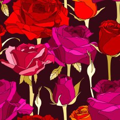 Vector seamless pattern with hand drawn roses flowers N5