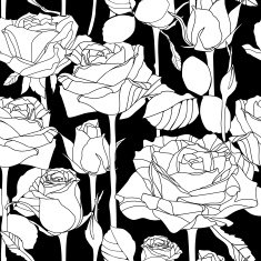 Vector seamless pattern with hand drawn roses flowers N7